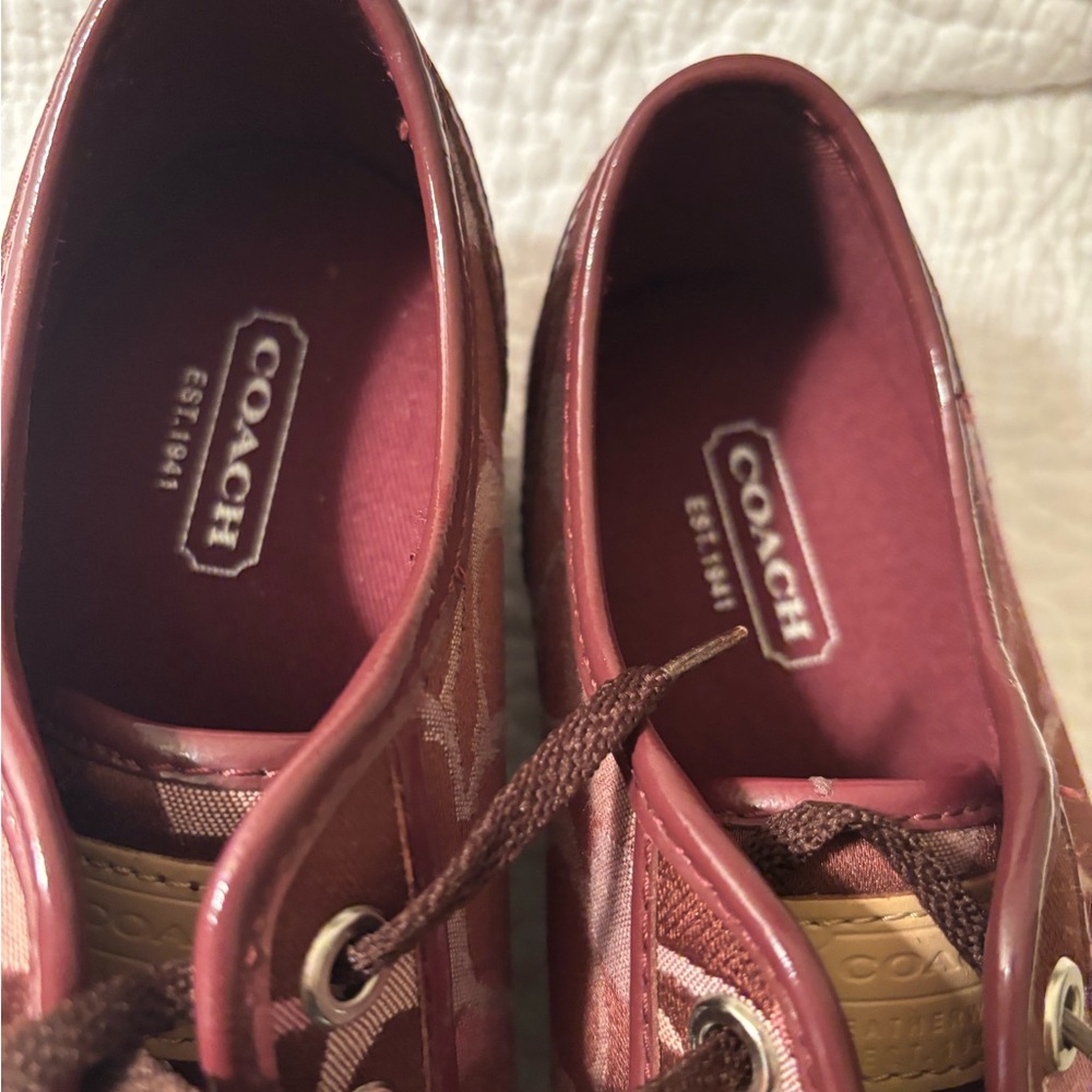 Coach Women's Maroon Signature Canvas Sneakers - Picture 3 of 5